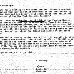 Announcements, 1985-04-17. ...