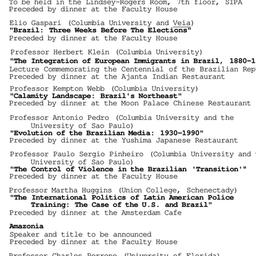 Schedules, Brazil, seminar ...