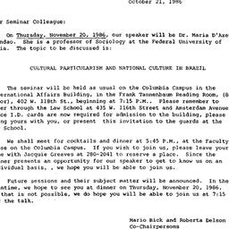 Announcements, 1986-11-20. ...