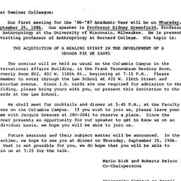 Announcements, 1986-09-25. ...