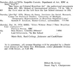 Announcements, 1976-11-11. ...