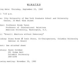 Minutes, 1980-09-25. Brazil...