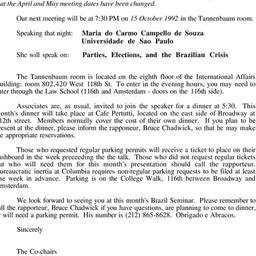 Announcements, 1992-10-15. ...