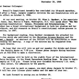 Announcements, 1988-09-30. ...
