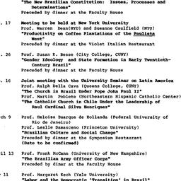 Schedules, Brazil, seminar ...