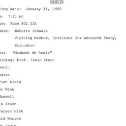 Minutes, 1980-01-31. Brazil...