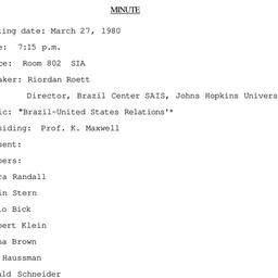 Minutes, 1980-03-27. Brazil...