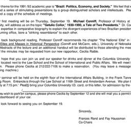Announcements, 1991-09-19. ...
