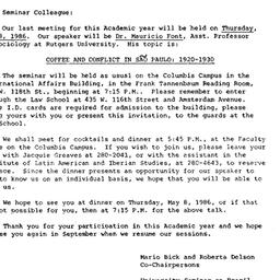 Announcements, 1986-05-08. ...