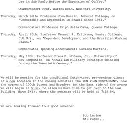 Schedules, Brazil, seminar ...