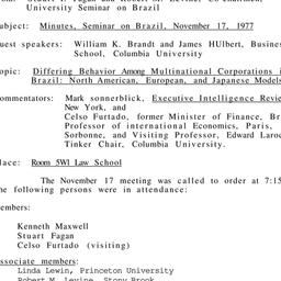 Minutes, 1977-11-17. Brazil...