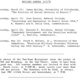 Announcements, 1978-03-03. ...