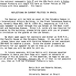Announcements, 1985-01-24. ...