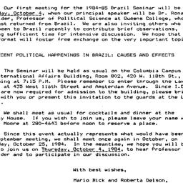 Announcements, 1984-10-04. ...