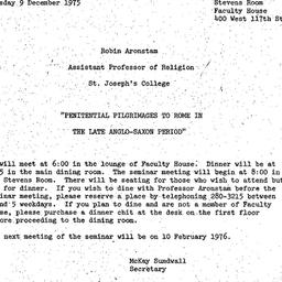 Announcements, 1975-12-09. ...