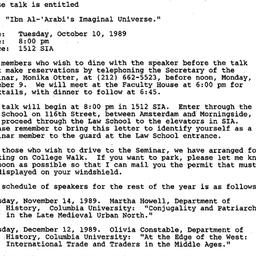 Announcements, 1989-09-18. ...