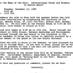Announcements, 1989-11-26. ...