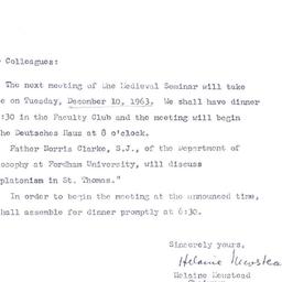 Announcements, 1963-12-10. ...