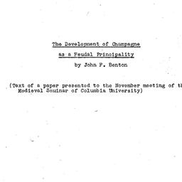 Speaker's paper, 1963-1...