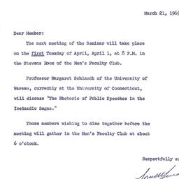 Announcements, 1969-03-21. ...