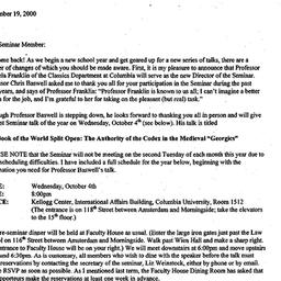 Announcements, 2000-09-19. ...