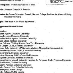 Minutes, 2000-10-04. Mediev...
