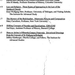 Schedules, Medieval Studies...