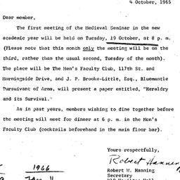 Announcements, 1965-10-04. ...