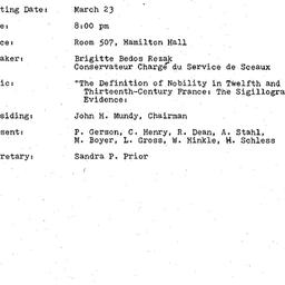 Minutes, 1982-03-23. Mediev...
