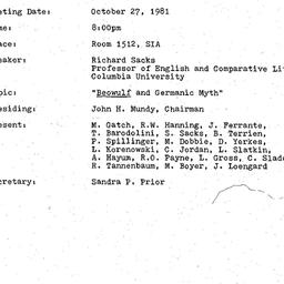 Minutes, 1981-10-27. Mediev...