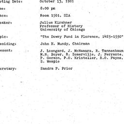 Minutes, 1981-10-13. Mediev...