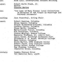 Minutes, 1984-03-06. Mediev...