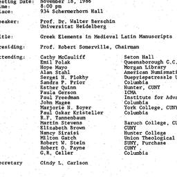 Minutes, 1986-11-18. Mediev...