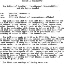 Announcements, 1986-11-20. ...