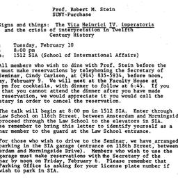 Announcements, 1987-01-20. ...