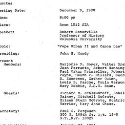 Minutes, 1980-12-09. Mediev...
