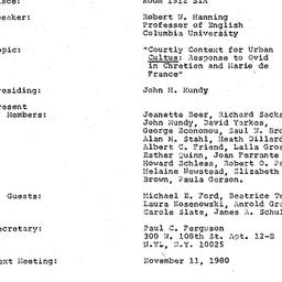 Minutes, 1980-10-14. Mediev...