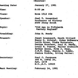 Minutes, 1981-01-27. Mediev...