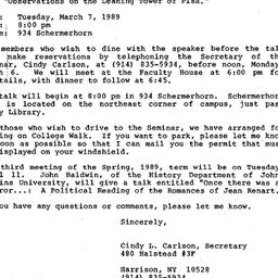 Announcements, 1989-02-22. ...
