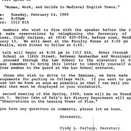Announcements, 1989-01-31. ...