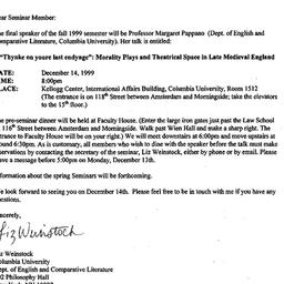 Announcements, 1999-12-05. ...