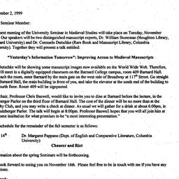Announcements, 1999-11-02. ...