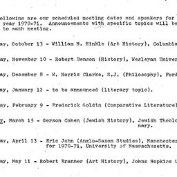 Schedules, Medieval Studies...