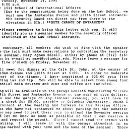 Announcements, 1995-10-29. ...