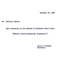 Announcements, 1966-11-30. ...