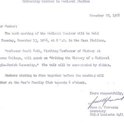 Announcements, 1966-11-22. ...