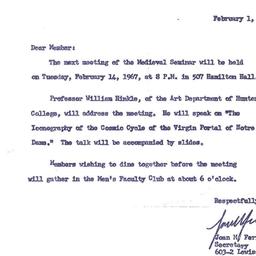 Announcements, 1967-02-01. ...