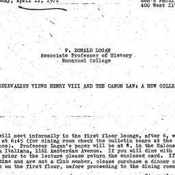 Announcements, 1972-04-11. ...