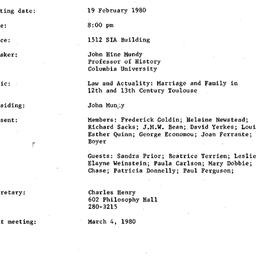 Minutes, 1980-02-19. Mediev...