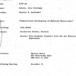 Minutes, 1979-11-13. Mediev...